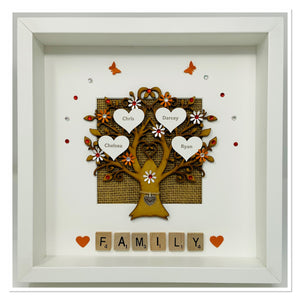 Scrabble Family Tree Frame - Orange