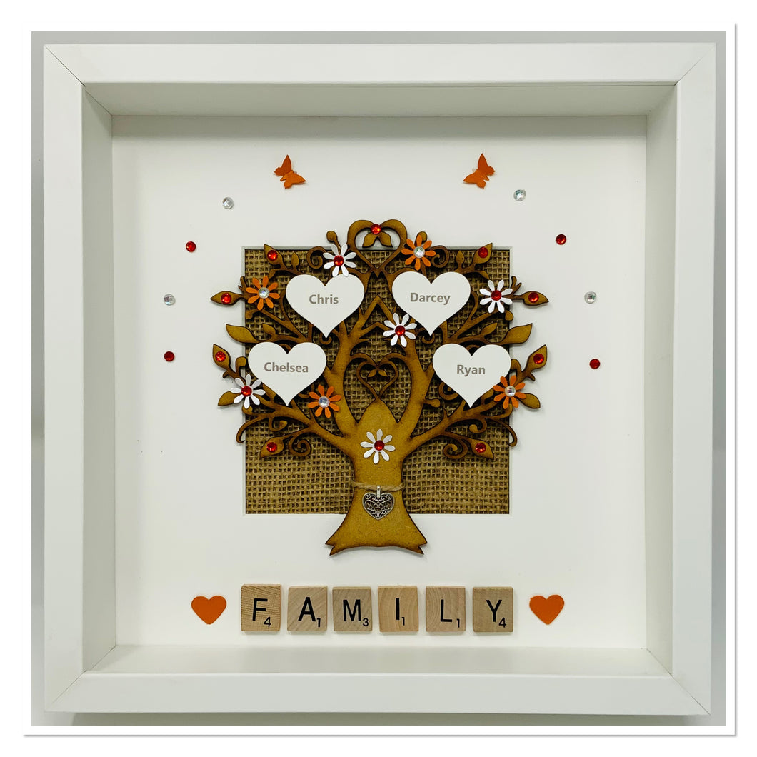 Scrabble Family Tree Frame - Orange