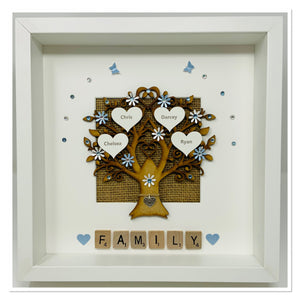 Scrabble Family Tree Frame - Pale Blue