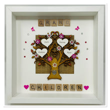 Load image into Gallery viewer, Grandchildren Scrabble Family Tree Frame - Bright Pink
