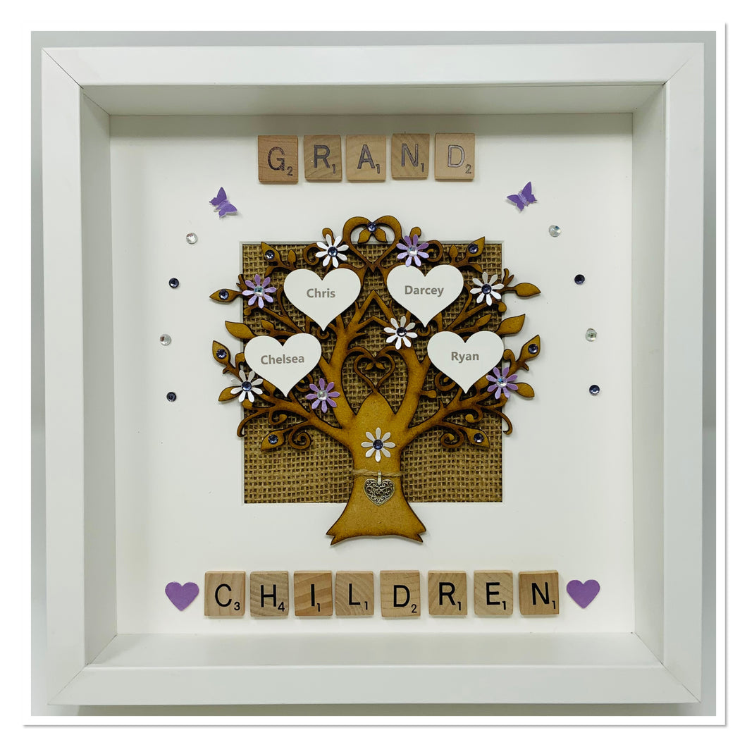 Grandchildren Scrabble Family Tree - Lilac