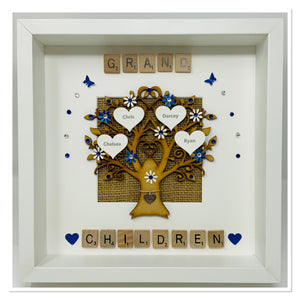 Grandchildren Scrabble Family Tree Frame - Royal Blue