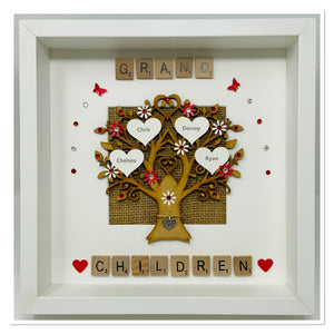 Grandchildren Scrabble Family Tree Frame - Red