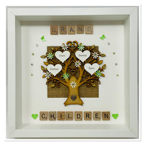 Grandchildren Scrabble Family Tree Frame - Green