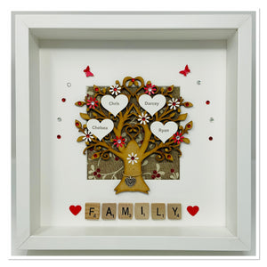 Scrabble Family Tree Frame - Red & White