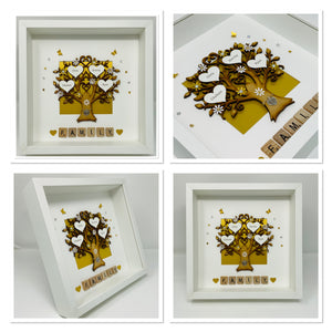 Scrabble Family Tree Frame - Classic Gold Shimmer