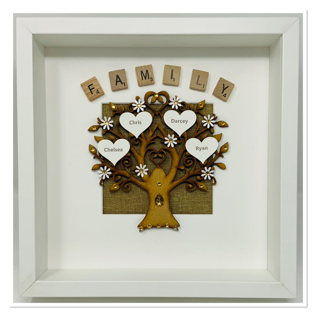 Scrabble Family Tree Frame- White Arched
