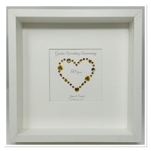 Load image into Gallery viewer, 50th Golden 50 Years Wedding Anniversary Frame - Gem Heart
