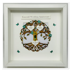 55th Emerald 55 Years Wedding Anniversary Frame - Tree Of Life