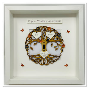 7th Copper & Black 7 Years Wedding Anniversary Frame - Tree Of Life