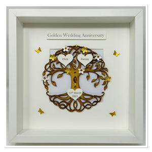 50th Golden 50 Years Wedding Anniversary Frame - Tree Of Life