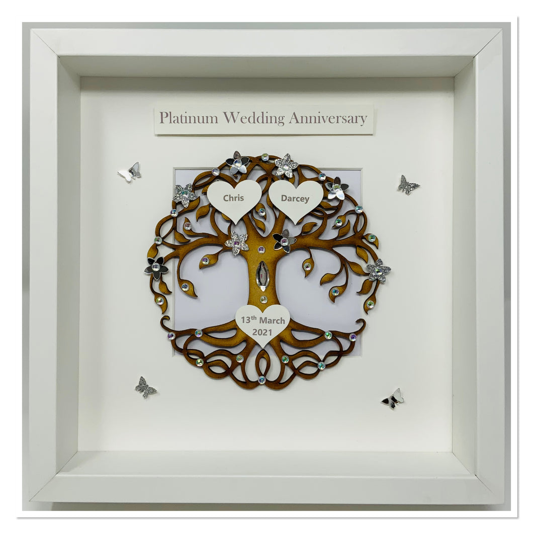 70th Platinum 70 Years Wedding Anniversary Frame  - Tree Of Life