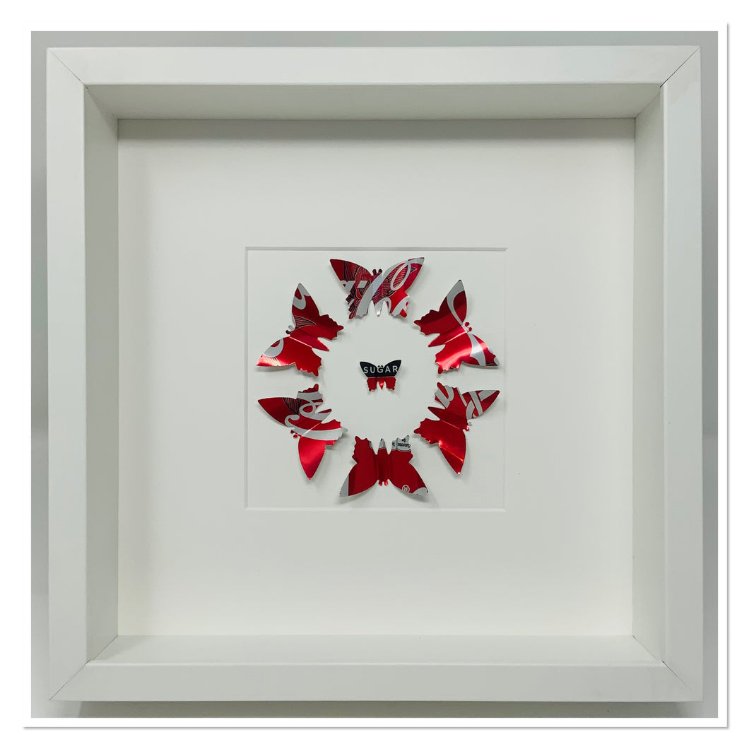 Coca Cola Upcycled Butterfly Circle Frame