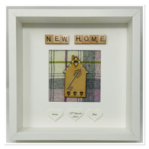 New Home Scrabble Frame - Lilac Tartan Gems