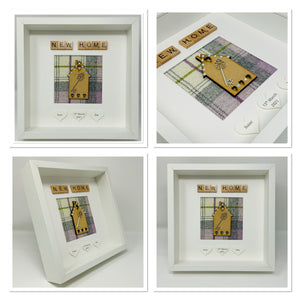 New Home Scrabble Frame - Lilac Tartan Gems