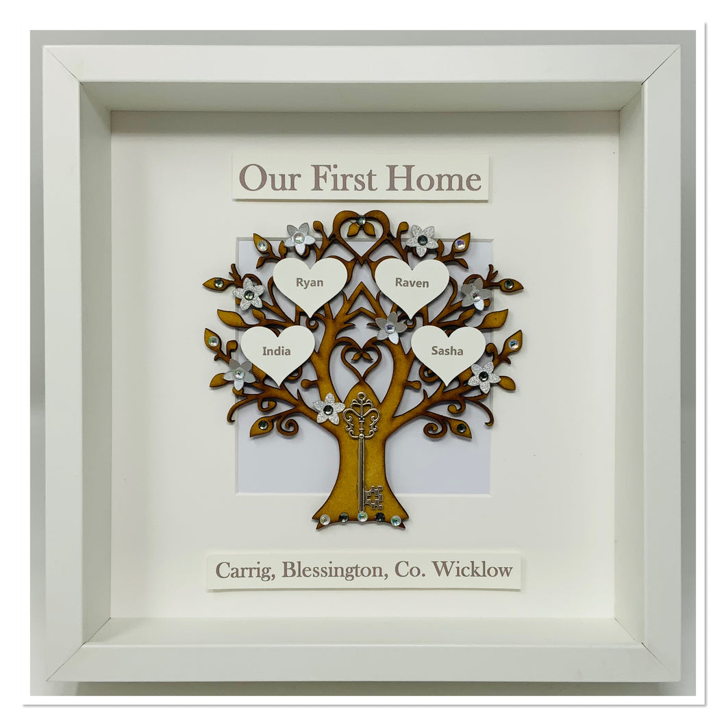 First/New Home Grey & Silver Family Tree Frame