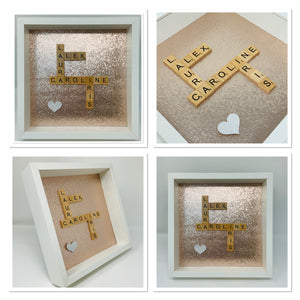 Scrabble Tile Frame - Rose Gold Glitter