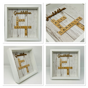 Grandchildren Scrabble Tile Frame - Wood Effect