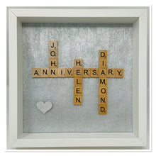 Load image into Gallery viewer, 60th Diamond 60 Years Wedding Anniversary Scrabble Tile Frame
