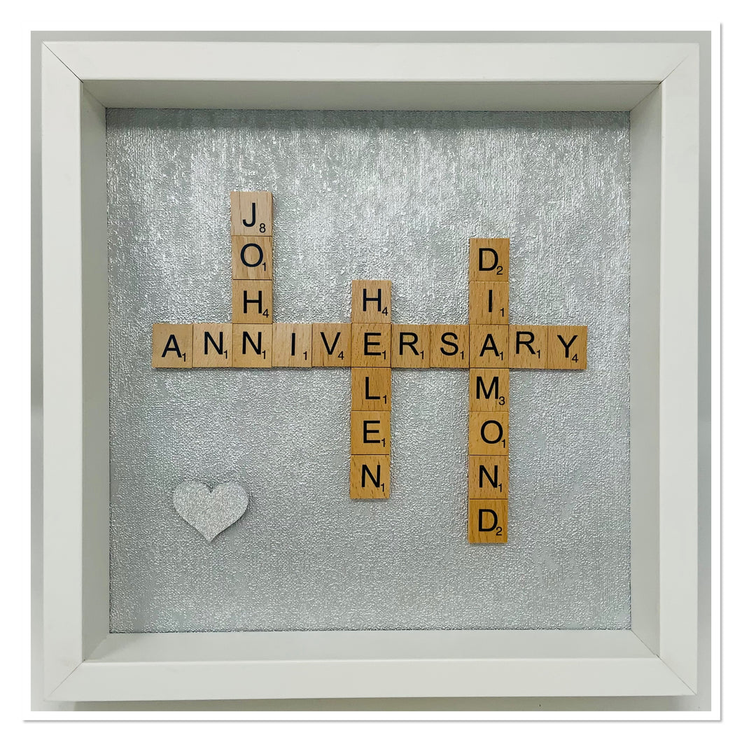 60th Diamond 60 Years Wedding Anniversary Scrabble Tile Frame