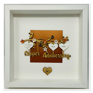 7th Copper 7 Years Wedding Anniversary Frame  - Branch