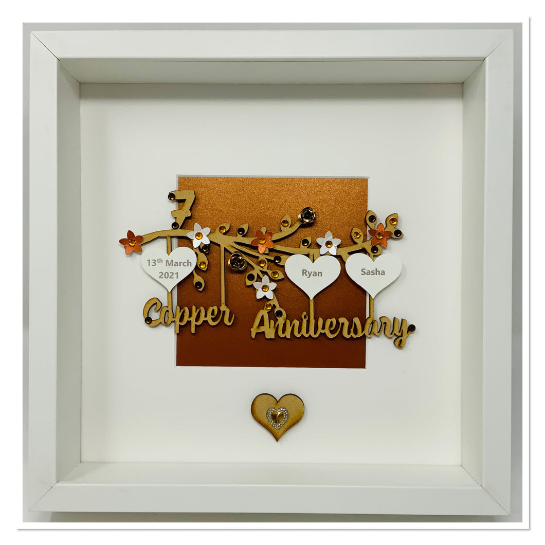 7th Copper 7 Years Wedding Anniversary Frame  - Branch