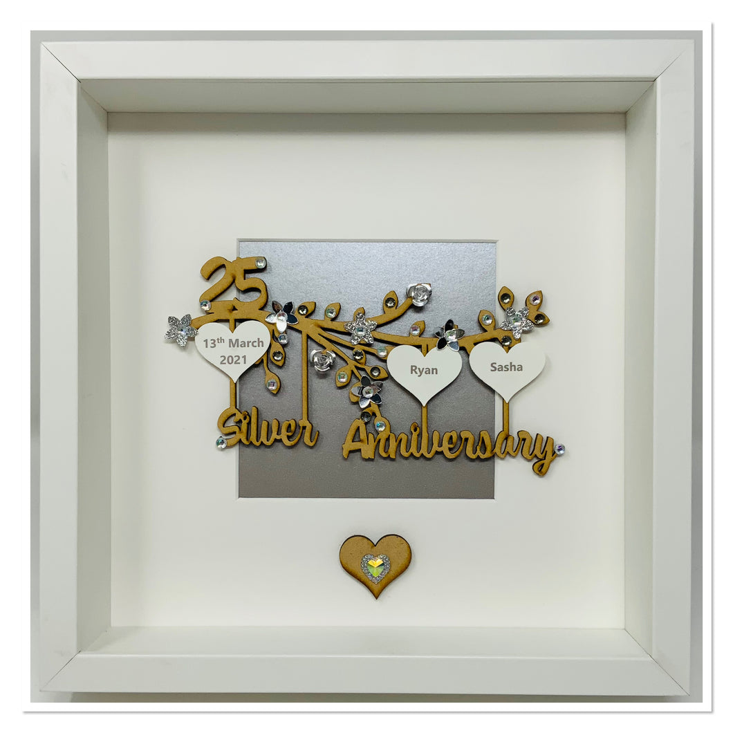 25th Silver 25 Years Wedding Anniversary Frame  - Branch