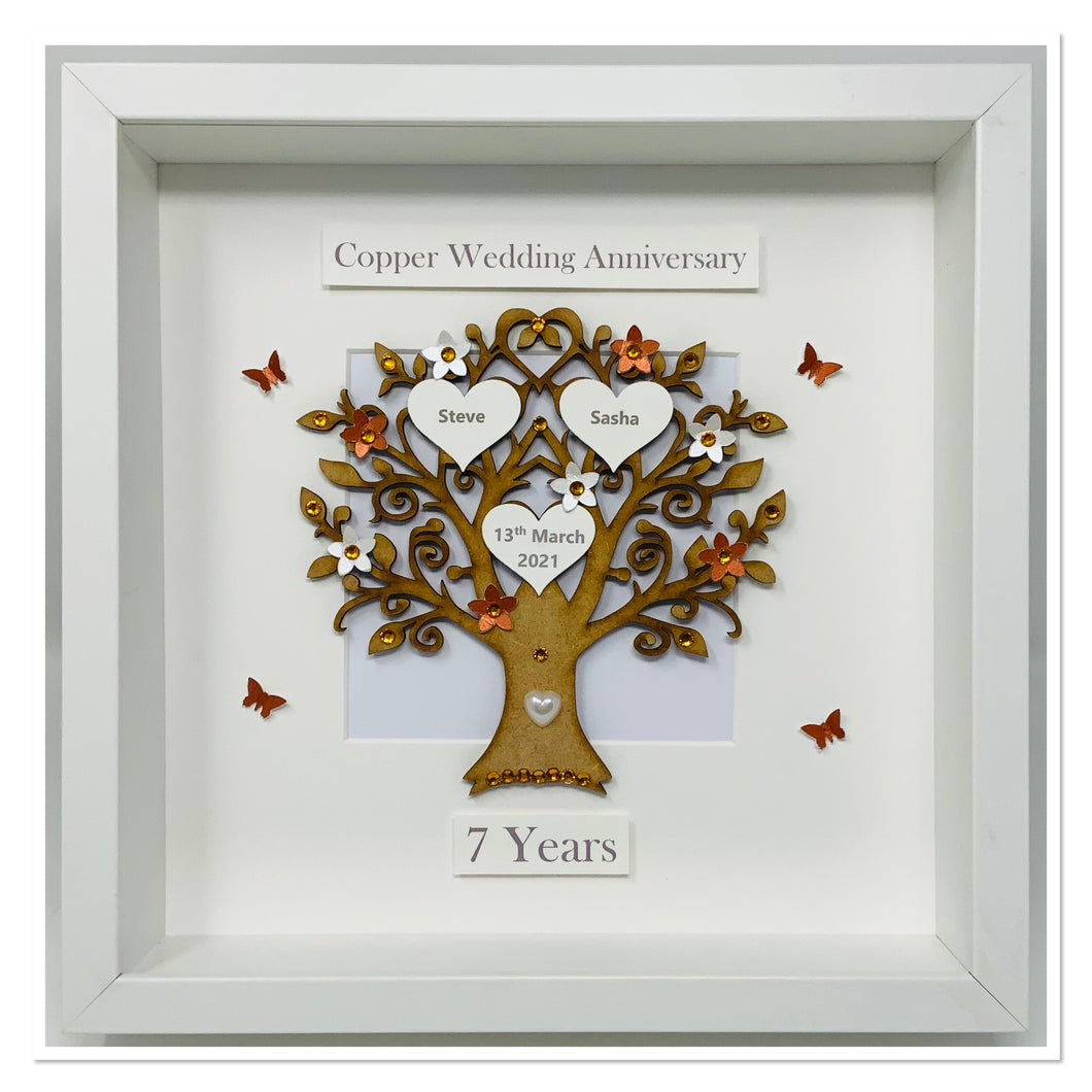 7th Copper & White 7 Years Wedding Anniversary Frame - Classic