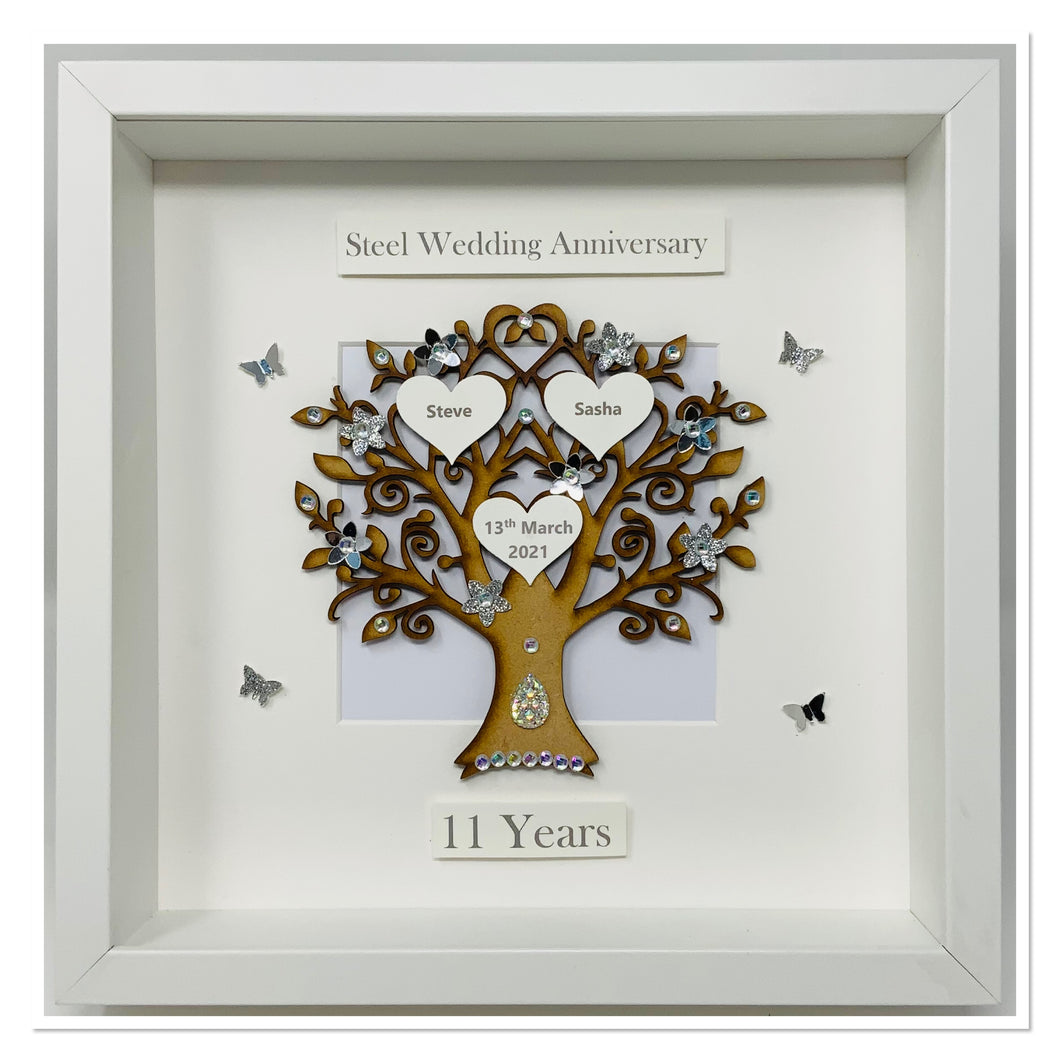 11th Steel 11 Years Wedding Anniversary Frame - Classic