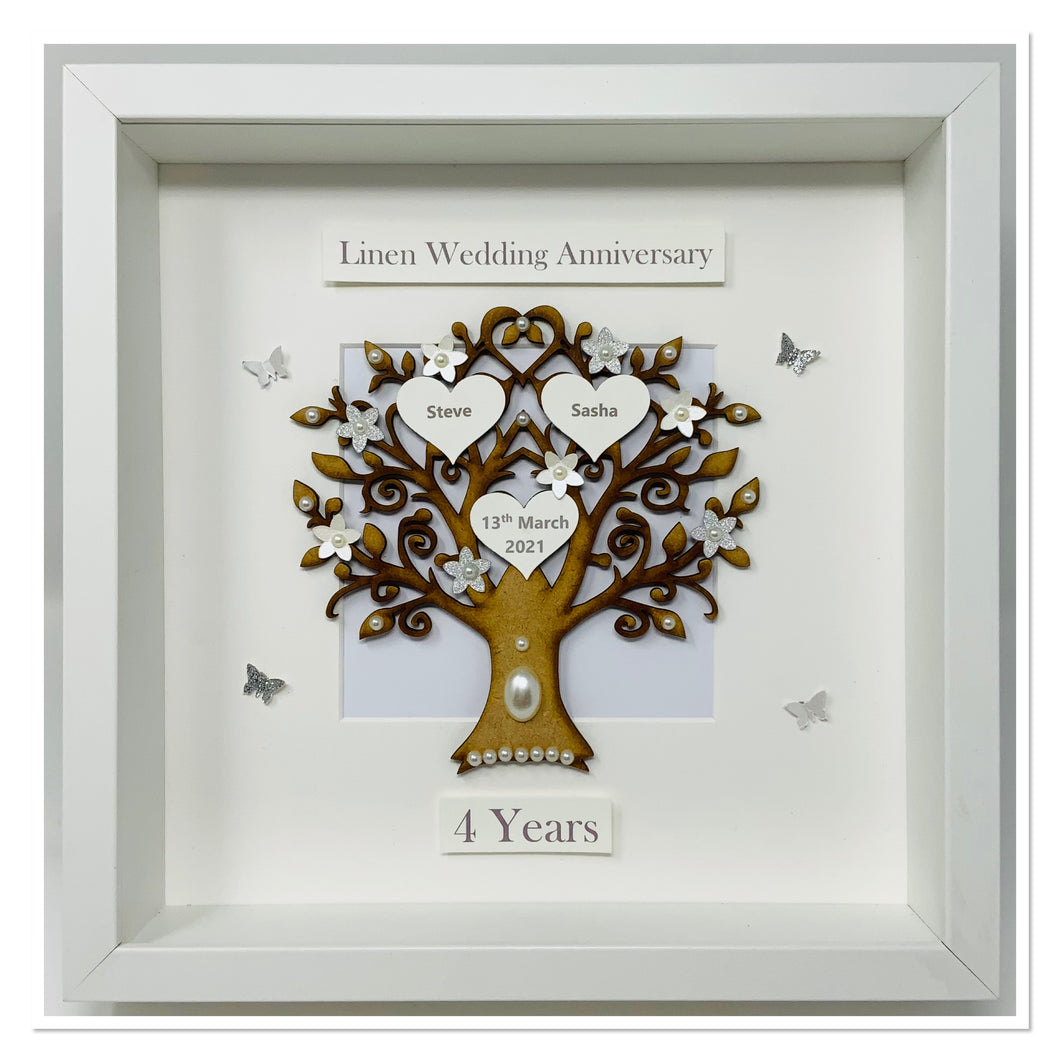 4th Linen 4 Years Wedding AnniversaryFrame - Classic