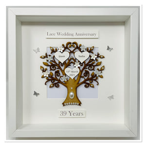 39th Lace 39 Years Wedding Anniversary Frame - Classic
