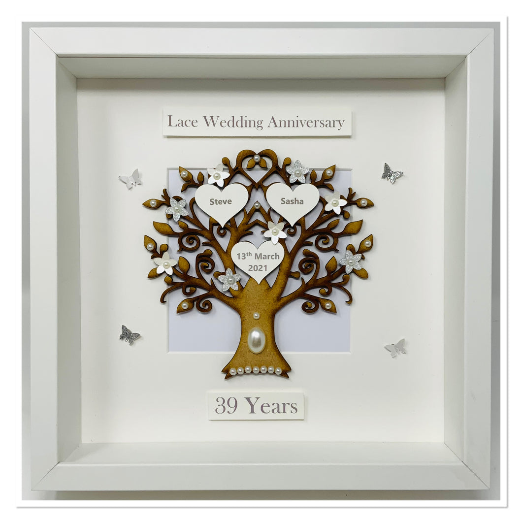 39th Lace 39 Years Wedding Anniversary Frame - Classic