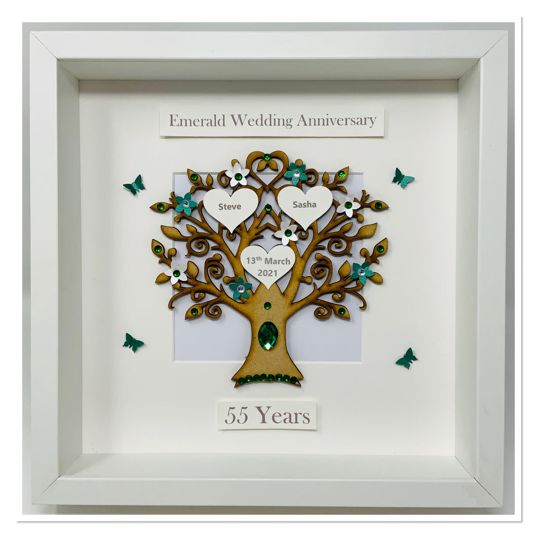 55th Emerald 55 Years Wedding Anniversary Frame - Classic