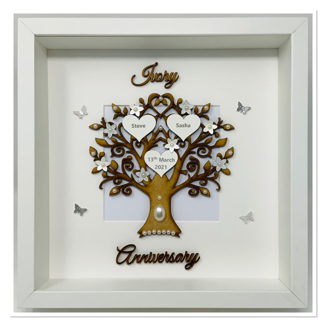 14th Ivory 14 Years Wedding Anniversary Frame - Wooden