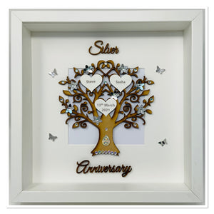 25th Silver 25 Years Wedding Anniversary Frame - Wooden
