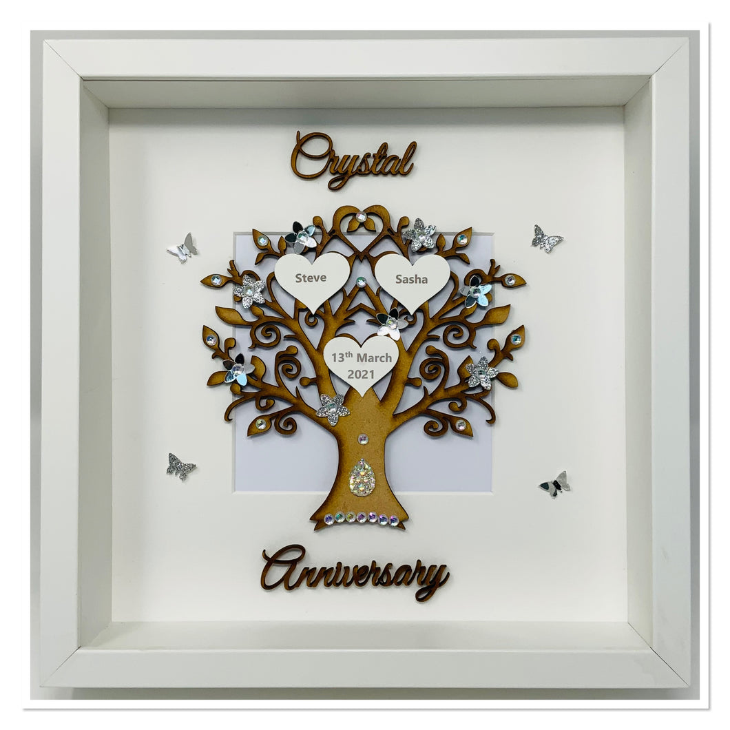 15th Crystal 15 Years Wedding Anniversary Frame - Wooden