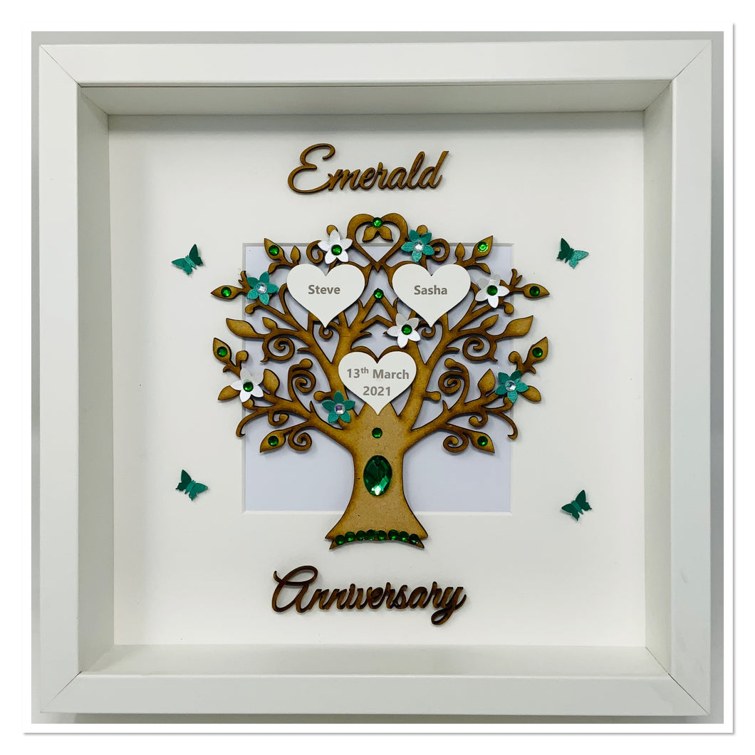 55th Emerald 55 Years Wedding Anniversary Frame - Wooden