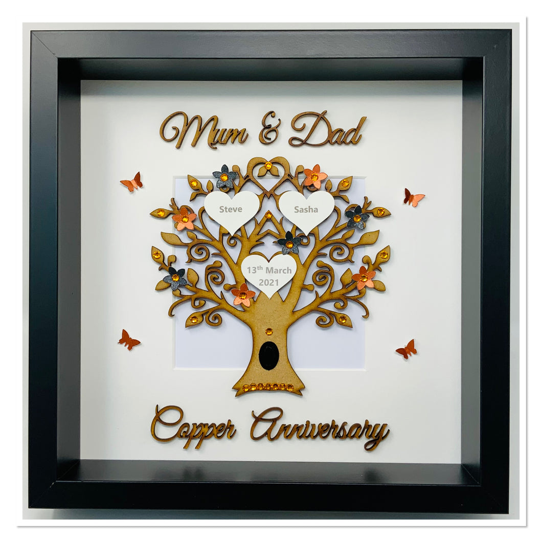 22nd Copper & Black 22 Years Wedding Anniversary Frame  - Mum & Dad