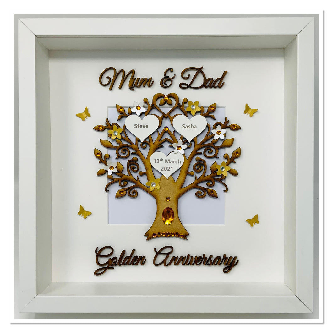 50th Golden 50 Years Wedding Anniversary Frame - Mum & Dad