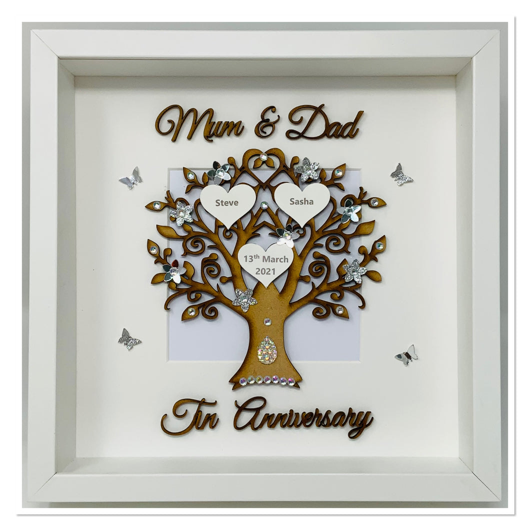 10th Tin 10 Years Wedding Anniversary Frame - Mum & Dad