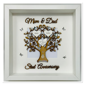 11th Steel 11 Years Wedding Anniversary Frame - Mum & Dad