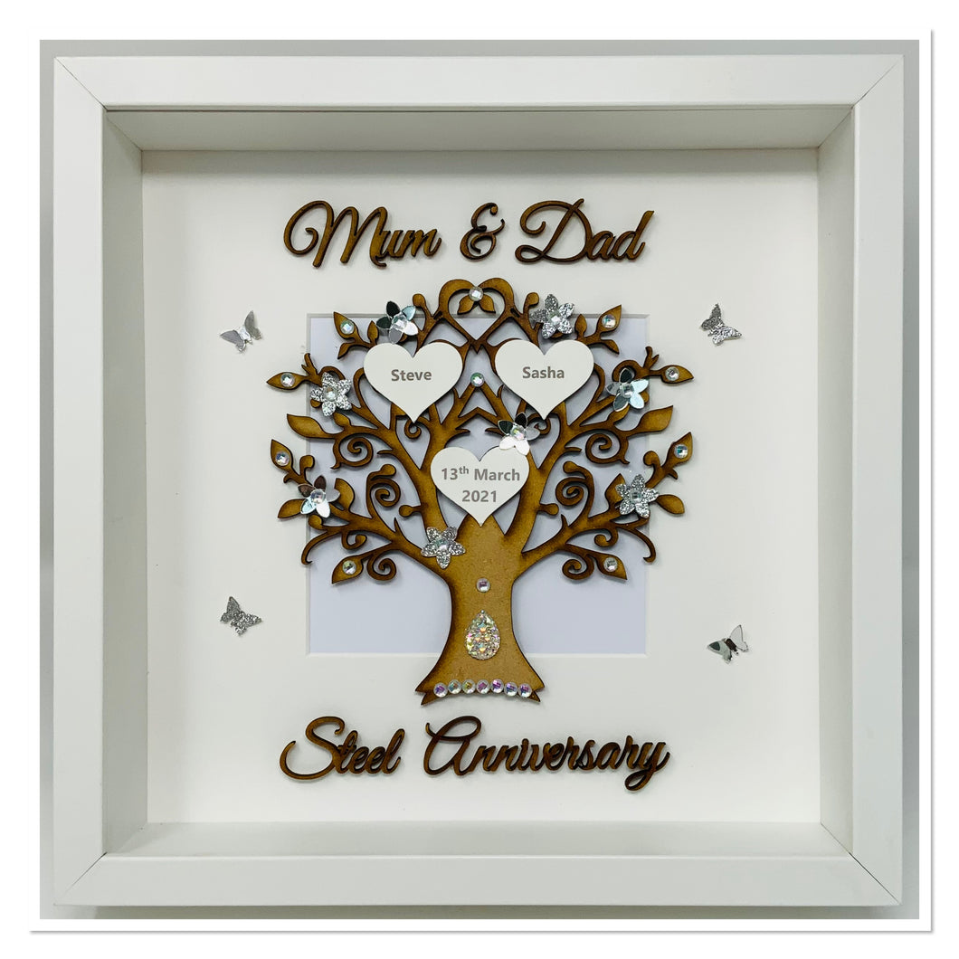 11th Steel 11 Years Wedding Anniversary Frame - Mum & Dad
