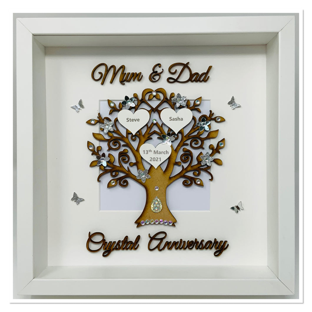 15th Crystal 15 Years Wedding Anniversary Frame - Mum & Dad