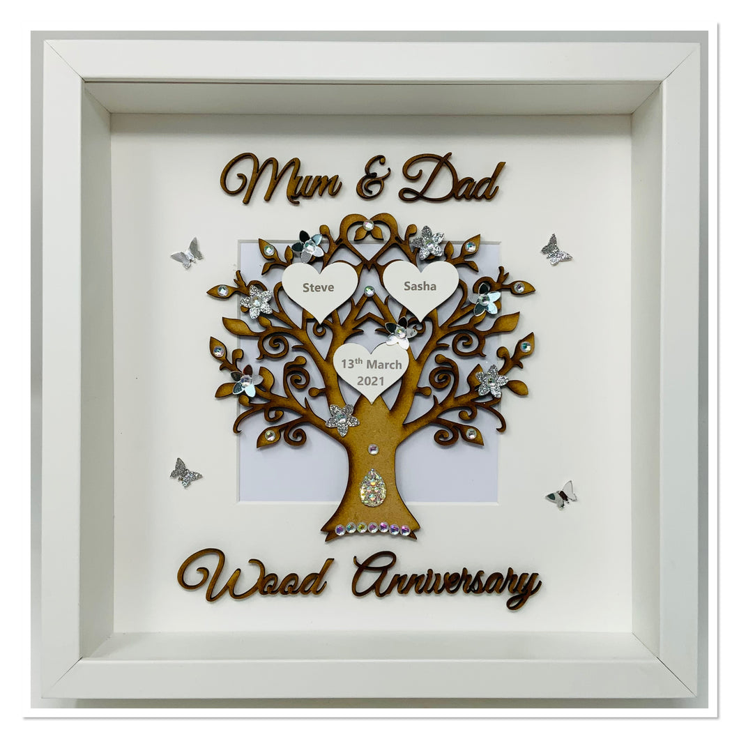 5th Wood 5 Years Wedding Anniversary Frame - Mum & Dad