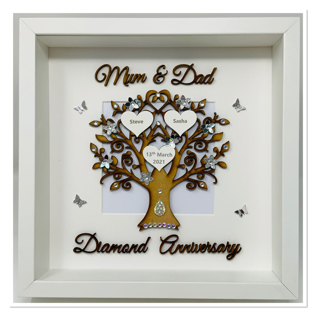 60th Diamond 60 Years Wedding Anniversary Frame - Mum & Dad
