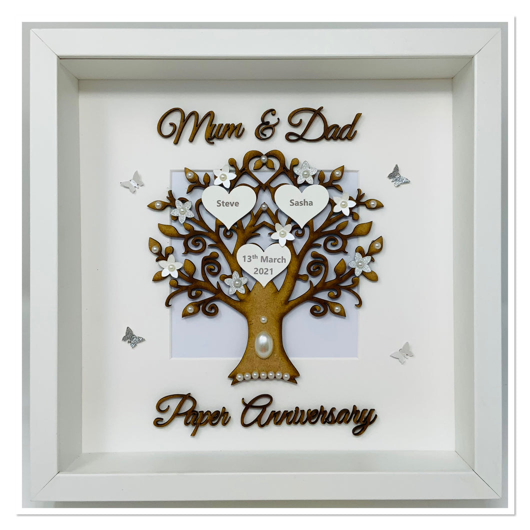 1st Paper 1 Year Wedding Anniversary Frame - Mum & Dad