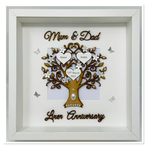 4th Linen 4 Years Wedding Anniversary Frame - Mum & Dad