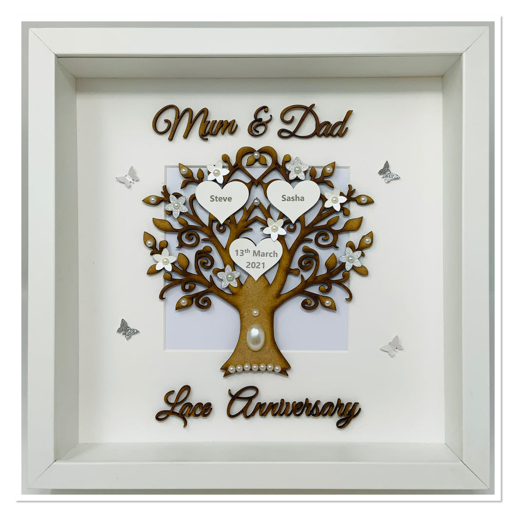 13th Lace 13 Years Wedding Anniversary Frame - Mum & Dad