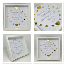 Load image into Gallery viewer, &#39;Every Love Story Is Beautiful&#39; Gold Love Hearts Quote Frame
