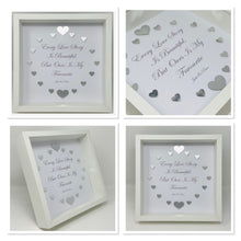 Load image into Gallery viewer, &#39;Every Love Story Is Beautiful&#39; Silver Love Hearts Quote Frame
